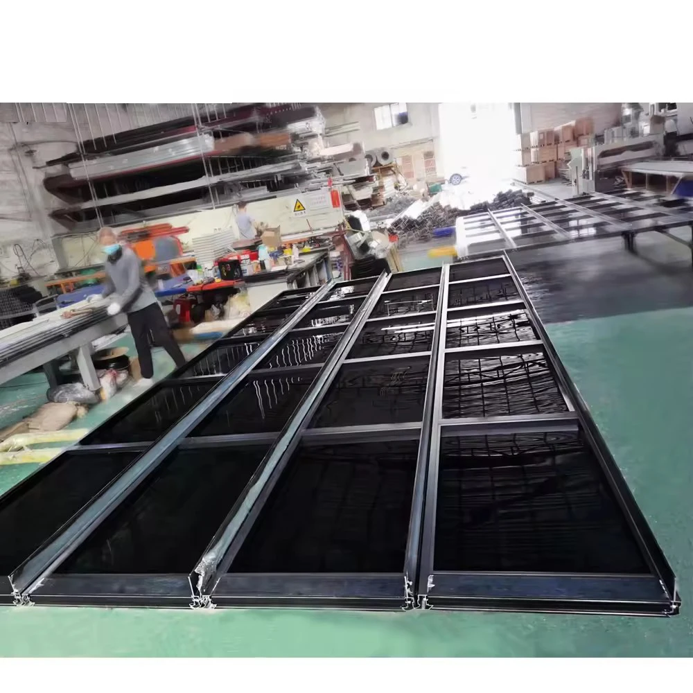 Modern new aluminum alloy frosted glass garage door black glass automatic garage door villa modern