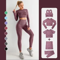 2 Piece Set Women Workout Clothing Gym Yoga Set Fitness Sportswear Crop Top Sports Bra Seamless Leggings Active Wear Outfit Suit 1
