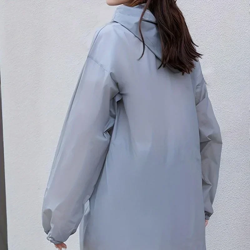 Lightweight Reusable Hooded Raincoat for Women-Waterproof EVA Rain Poncho for Outdoor Activities