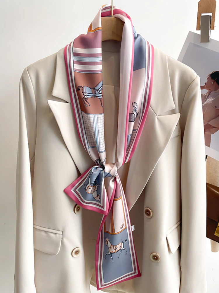 Fashion Small Silk Scarf Women Spring Autumn Summer Small Scarf Korean Style Tie Bag Headband Decoration Neck Scarf 2