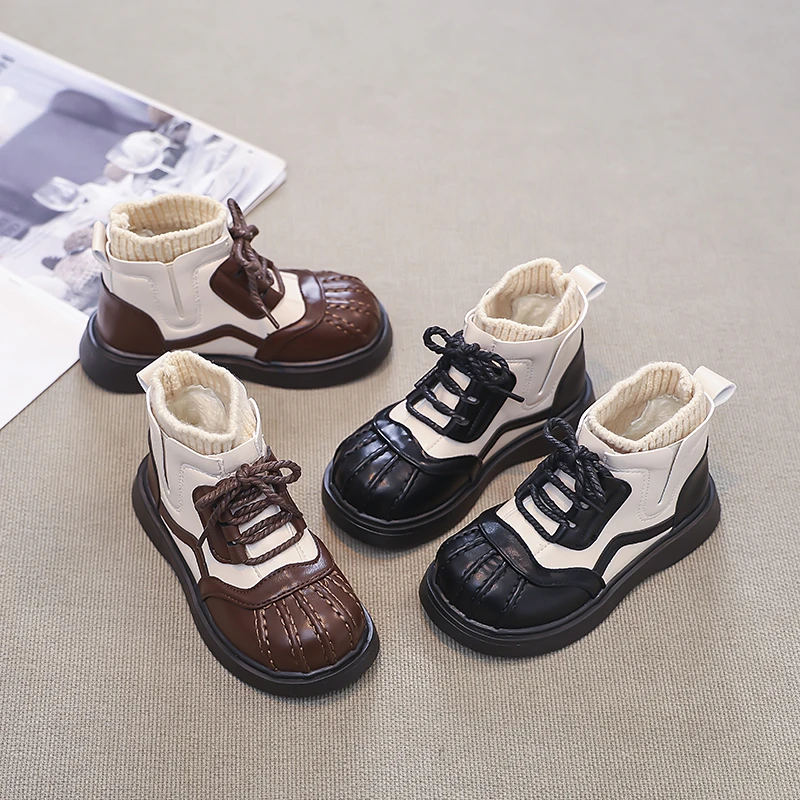 Girls Winter Ankle Boots Non Slip Preppy Style School Shoes