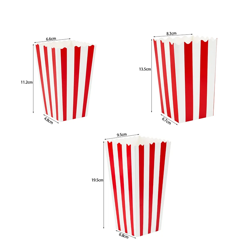 Set of 10 Red & White Striped Popcorn Snack Boxes - Perfect for Movie Nights, Birthdays, and Carnivals