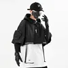 2023 Techwear Style Hip Hop Cropped Jacket Pullover Mens Punk Motorcycle Hooded Cloak Multi-pockets Jaqueta 1