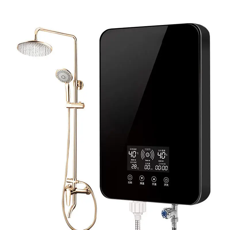 เครื่องทำน้ำอุ่นไฟฟ้าแบบทันทีอัจฉริยะ 8KW ดีไซน์แบบเหนี่ยวนำ ไม่มีถังเก็บน้ำ หน้าจอสัมผัส ควบคุมอุณหภูมิคงที่ สำหรับห้องน้ำและห้องครัว 1