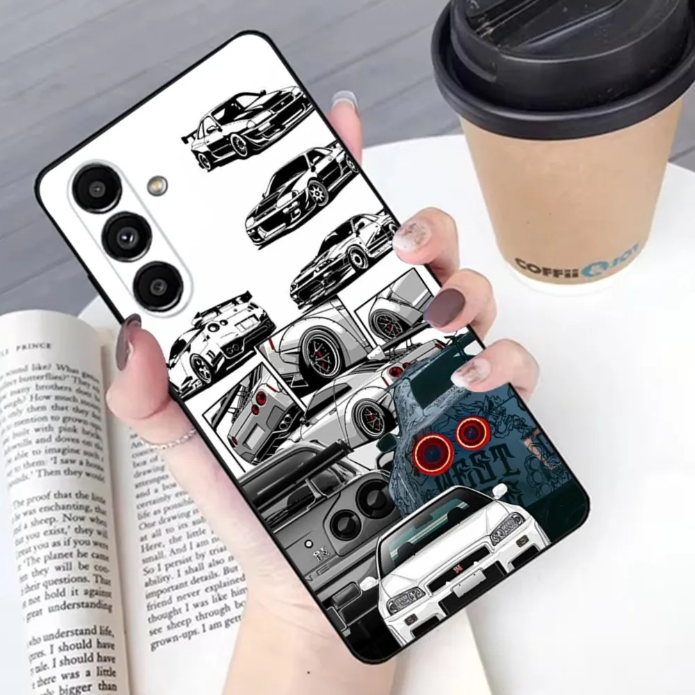 Cool Blue Car Skyline Phone Case - Black Soft Edition