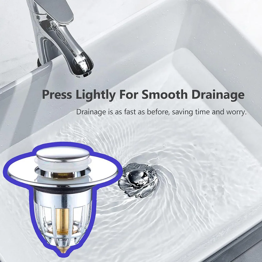 

Filter Drain Filter Plug Stopper ABS Bounce Up Electroplated Press-type Wash Basin Core Hot Sale New Style Useful
