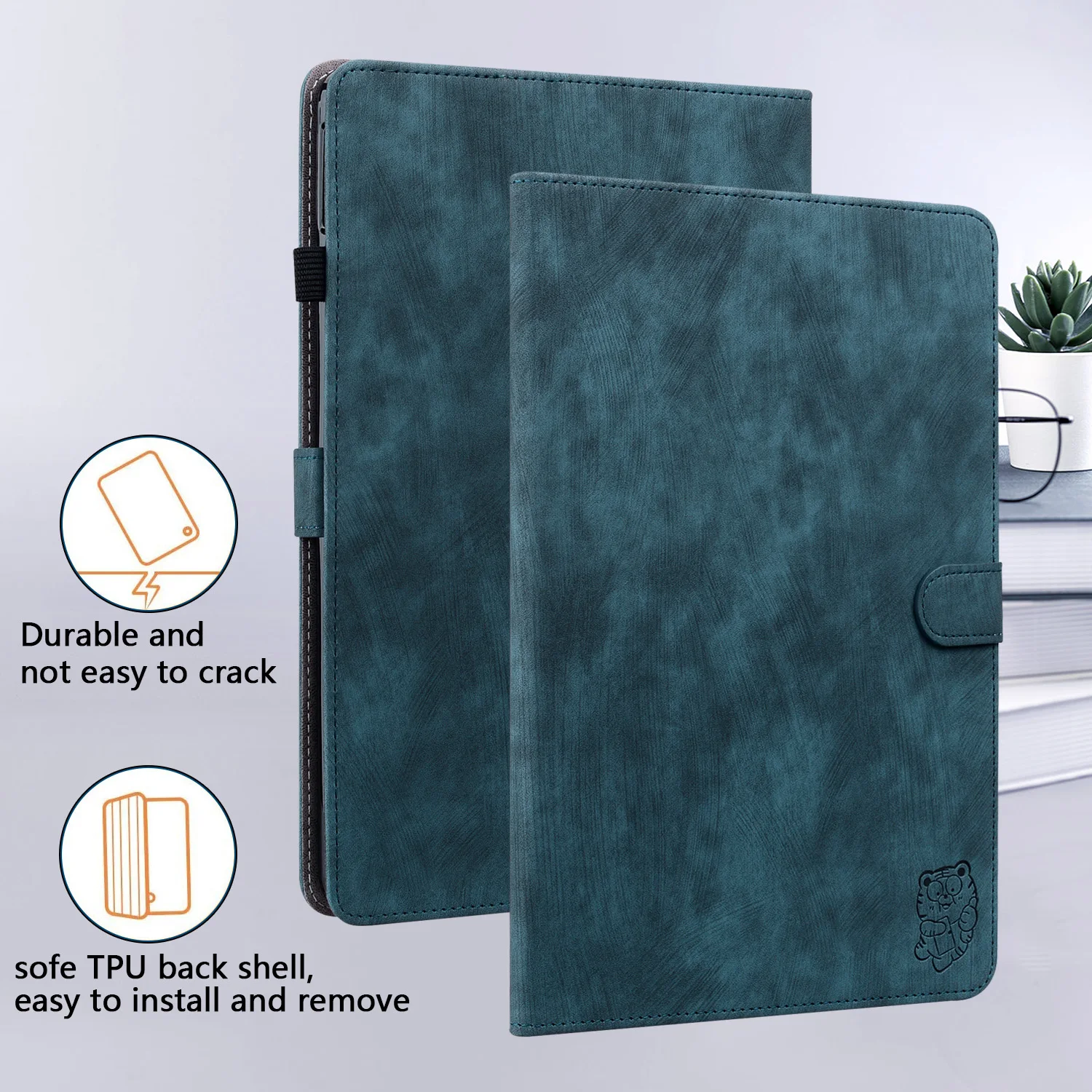 Premium PU Leather Cute Tiger Tablet Case - 11-Inch Cover