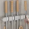 Mop Clamp Storage Rack Wall-mounted Perforation-free with 5pcs Hook Fixed Rack Bathroom Kitchen Door Cleaning Tool Storage Rack 5