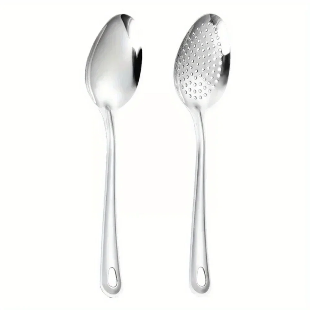 1PC Stainless Steel Perforated Spoon Strainer Skimmer Kitchen Colander Food Scoop Filter Spoon