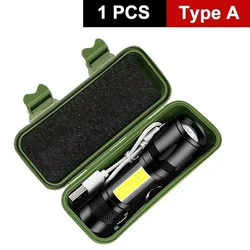 Compact LED Flashlight with Built - In Rechargeable Battery and Clip (1PC with gift Box)