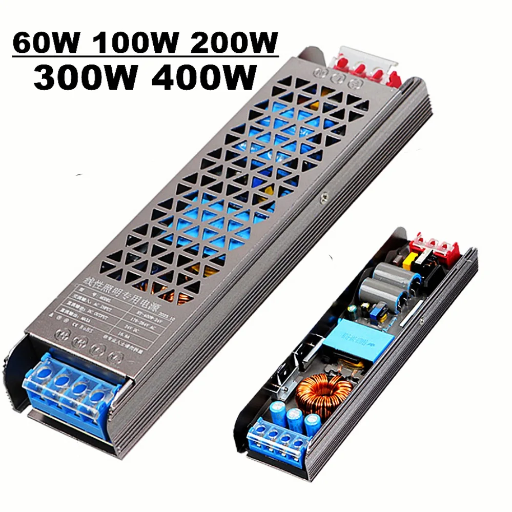 หม้อแปลงไฟฟ้าบางพิเศษ220V เป็น DC12V/24V 60W 100W 200W บ้านเฟอร์นิเจอร์อะแดปเตอร์แปลงไฟแถบไฟ LED จ่ายไฟ 1
