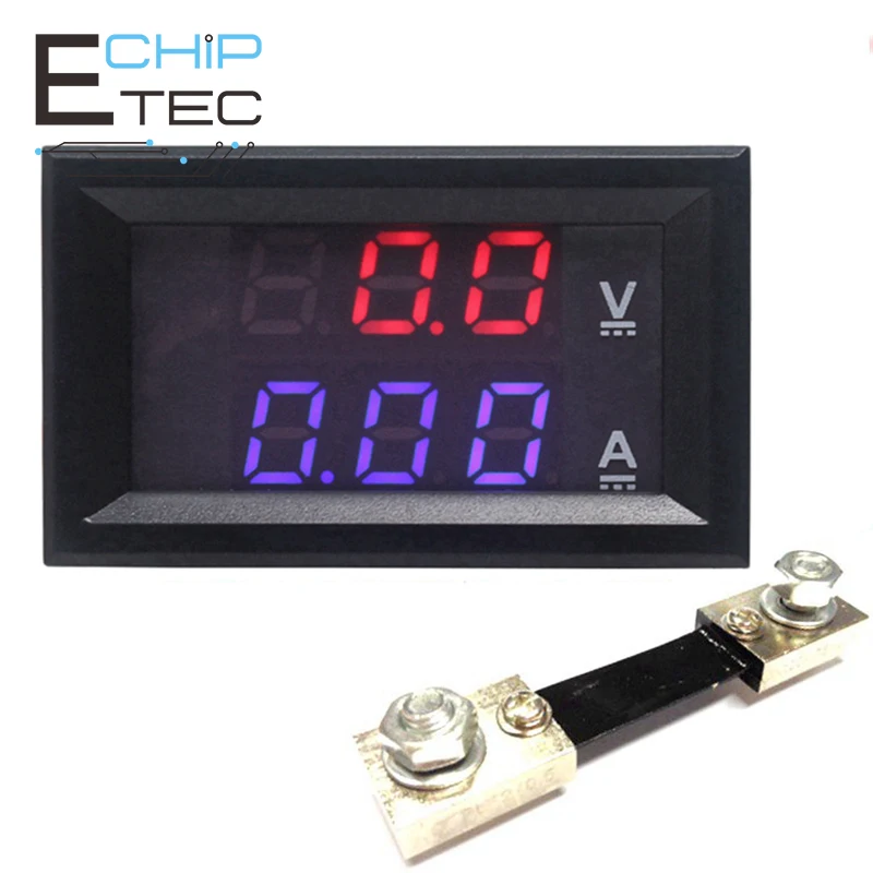 

Free shipping Digital Voltmeter Ammeter DC 0-100V 10A 50A 100A Dual Display Voltage Detector Current Meter Panel Amp Volt Gauge