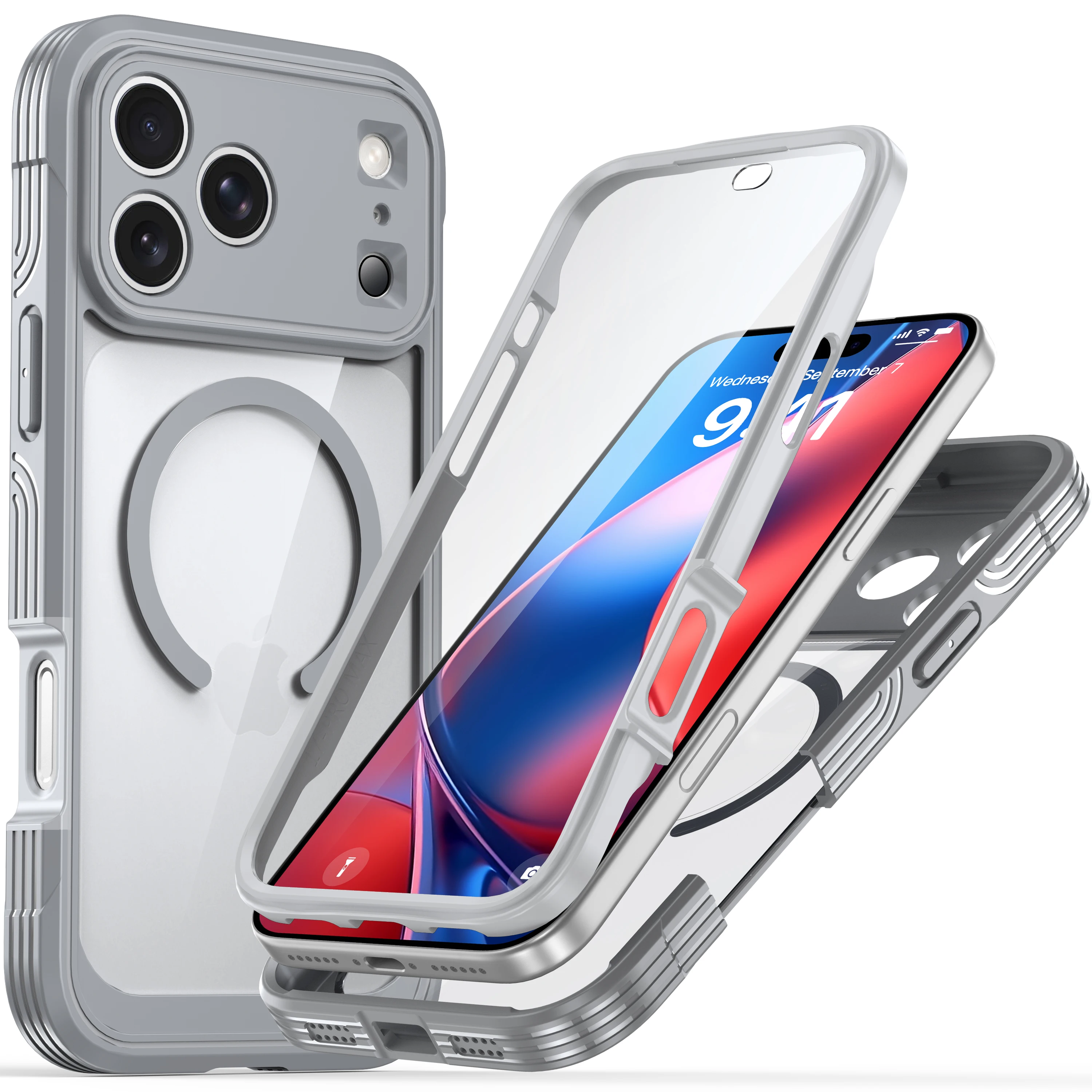 Clear Magnetic Shockproof & Dropproof Case with Screen Protector - Hard Front & Back Protection Cover