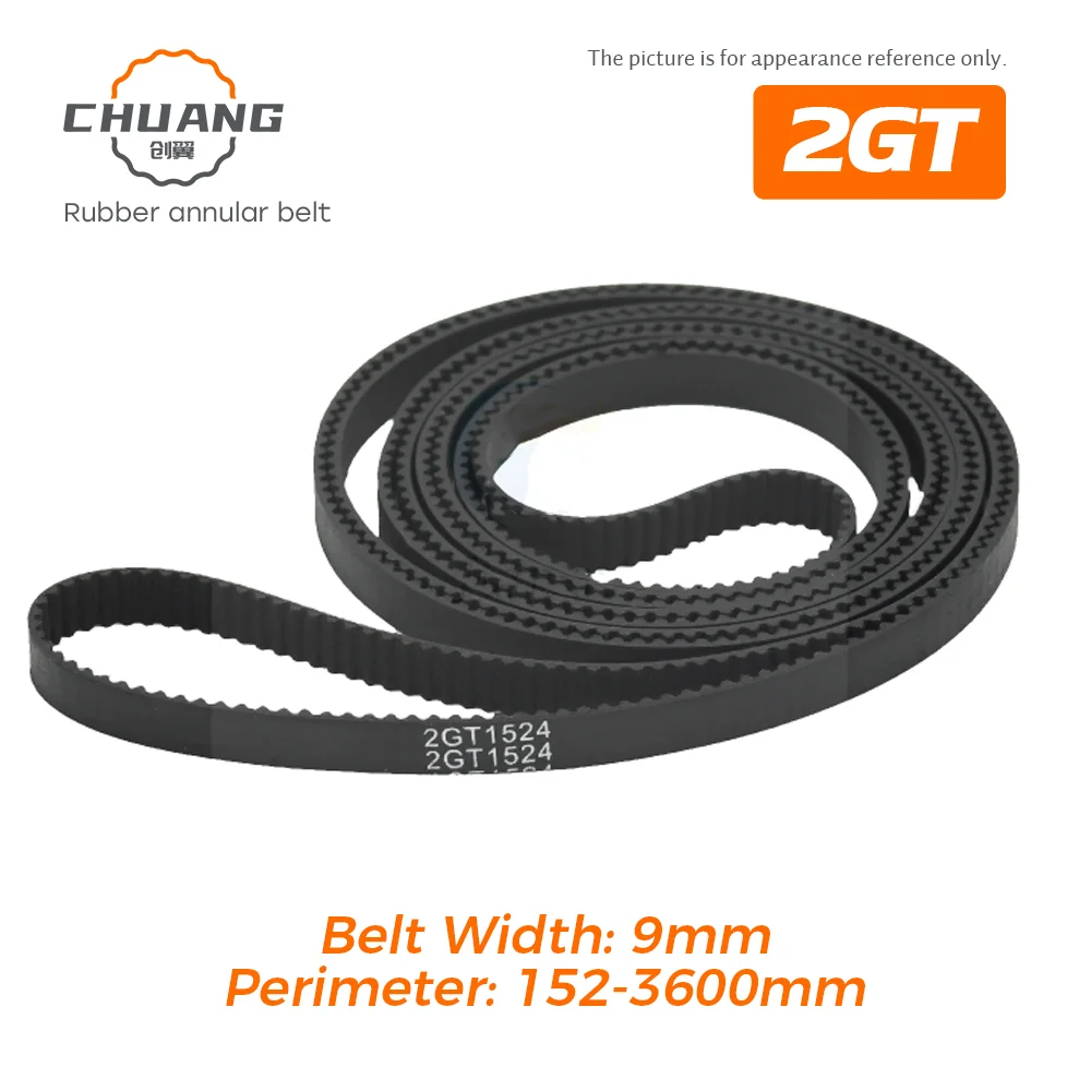 

2GT Closed Timing belt Width 9mm Perimeter 96/152/164/166/180/200/218/240/250/300/410/670/800/1068/1100/1164/1240/1310-3600mm