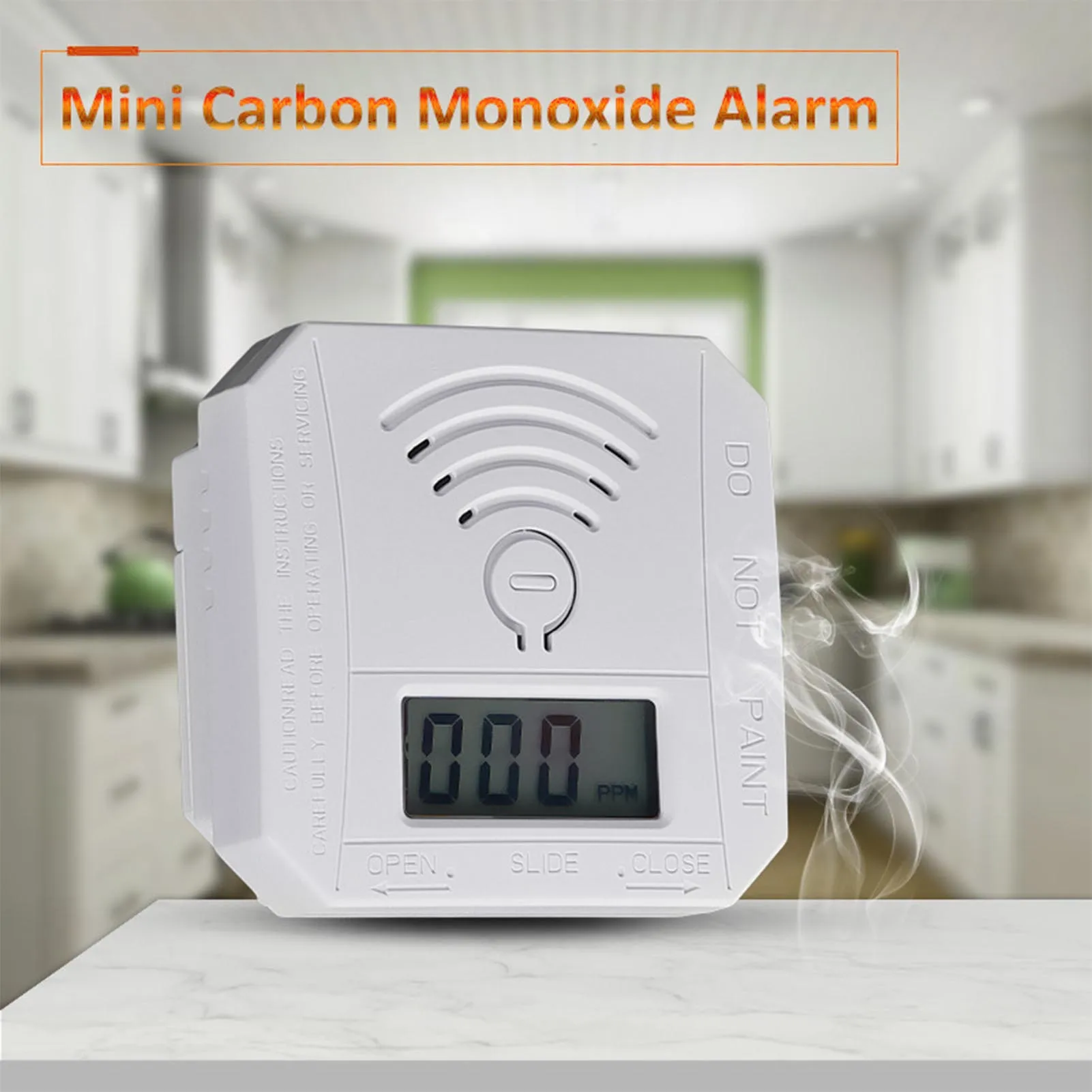 Detector de alarma de monóxido de carbono independiente, pantalla Digital LED, Mini Sensor de CO, alimentado por batería con advertencia de sonido para el hogar y la cocina