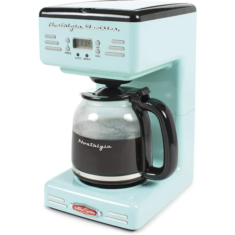 Nostalgia Retro 12-Cup Programmable Coffee Maker With LED Display Automatic Shut-Off & Keep Warm, Pause-And-Serve Function, Aqua