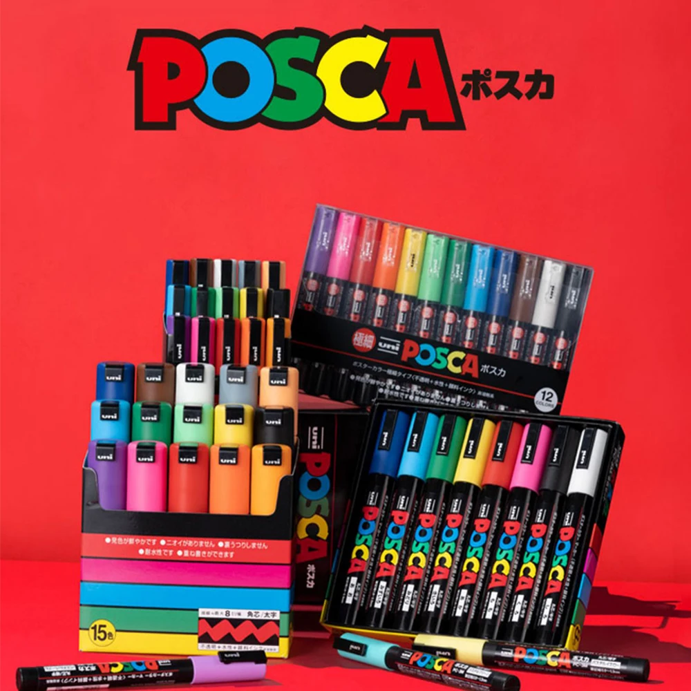 Uni Posca Blanc Marqueur Stylo, PC-1M 3M 5M Acrylique Étanche en continu  Marquage Graffiti Peinture Stylo pour Roche Bois Cuir Pierre 1Pc -  AliExpress