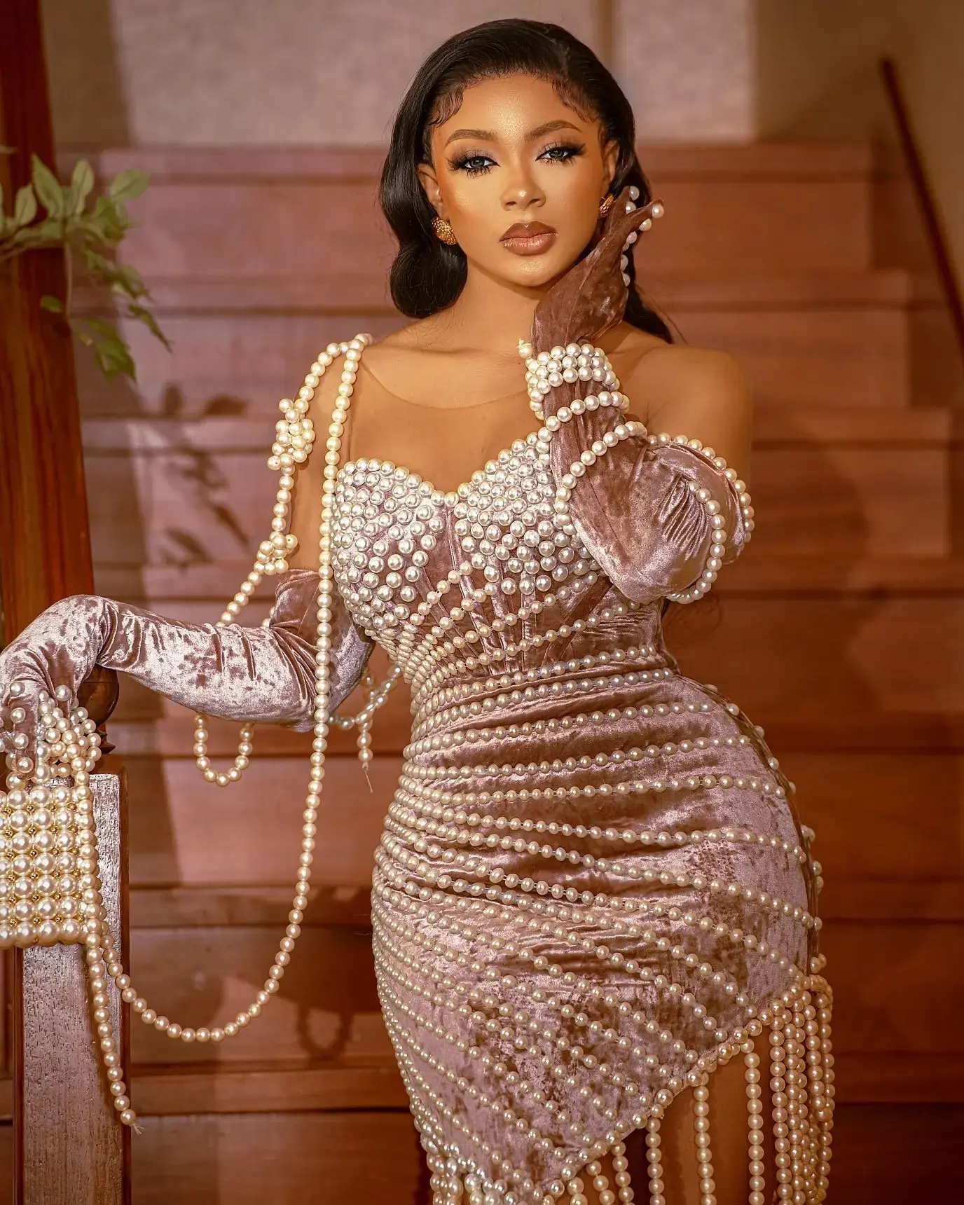 Dresses Tassel Pearls | Women Velvet Dress Pearl | Dress Women  