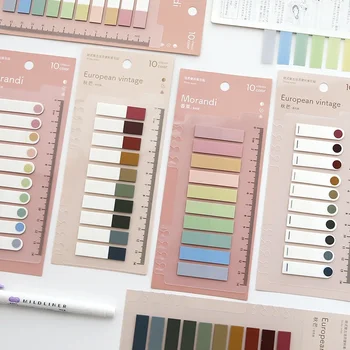 컬러 스티커 메모 색인 투명 포스트 스티커 문구, 셀프 접착 라벨 북마크 탭, 학교 용품, 200 매