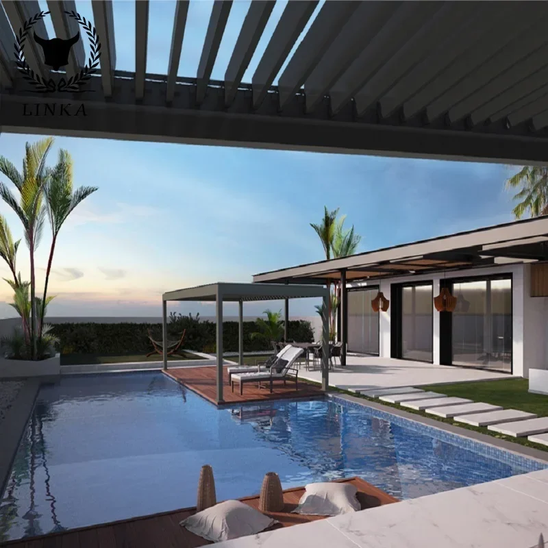 Kit Di Pergola Per Tetto A Lamelle Elettriche Su Misura Per Veranda Motorizzata Per Pergola All'Aperto