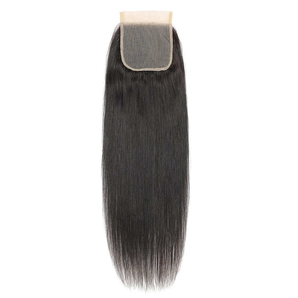 4x4 Lace Closure 100% Human Hair Peruvian Remy Human Hair Straight Lace Closure With Baby Natural Hairline Pre Plucked
