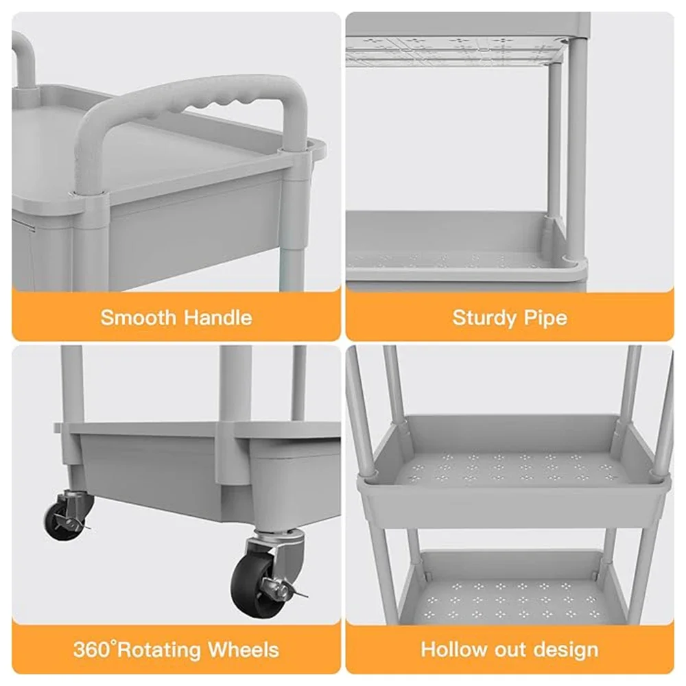 4 Tier Rolling Utility Cart with Drawer, Cart Made of Multifunctional Storage Organizer Tool for Kitchen,Bathroom,Living Room