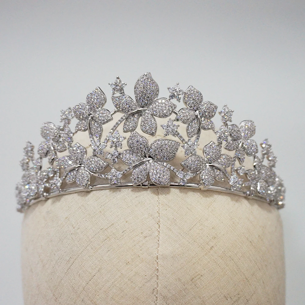 

Luxury Bridal Headpiece Wedding Accessories Tiaras and Crowns For Women Hair Cubic Zirconia Crystals Queen's Crown Prom Jewelry