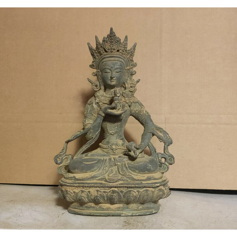 Tibetan Old dirt earth Bronze Sakyamuni Vajrasattva Statue