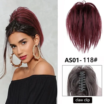 Estensioni dei capelli Chignon del panino dei capelli dell'artiglio riccio disordinato sintetico Scrunchy capelli finti finti con coda per i posticci delle donne