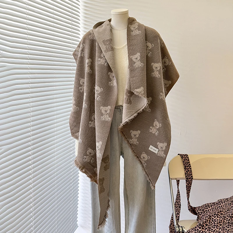 2025 Women's Luxury Cashmere Winter Shawl - Cute Allover Print with Tassels Pashmina Bandana Wrap