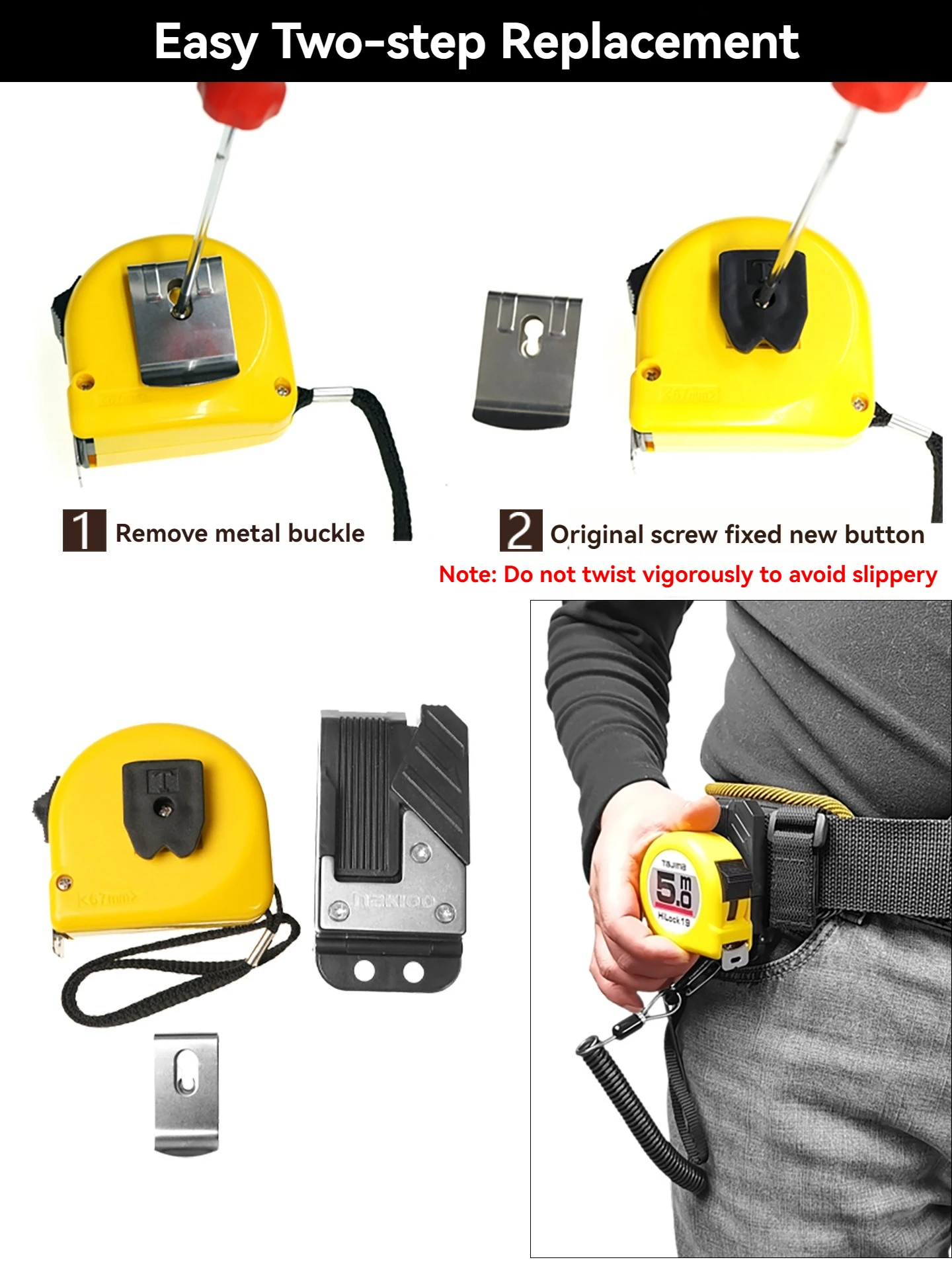 New Narrow Quick-hang Buckle with Bits Hook - for Tape Measure Electric Drill Modified Electrician