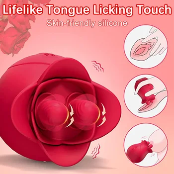 G-Spot Licking Dildo Clit Nipple Stimulator Vibrator for 18 Women Oral Tongue Pussy Vagina Rose Sex Toys for Female Masturbation G Spot Licking Dildo Clit Nipple Stimulator Vibrator for 18 Women Oral Tongue Pussy Vagina Rose