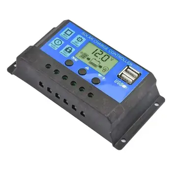 Regolatore di carica solare 12V24V 30A/20A/10A LCD automatico Doppia uscita USB 5V Pannello solare fotovoltaico Scaricatore Regolatore di carico fotovoltaico