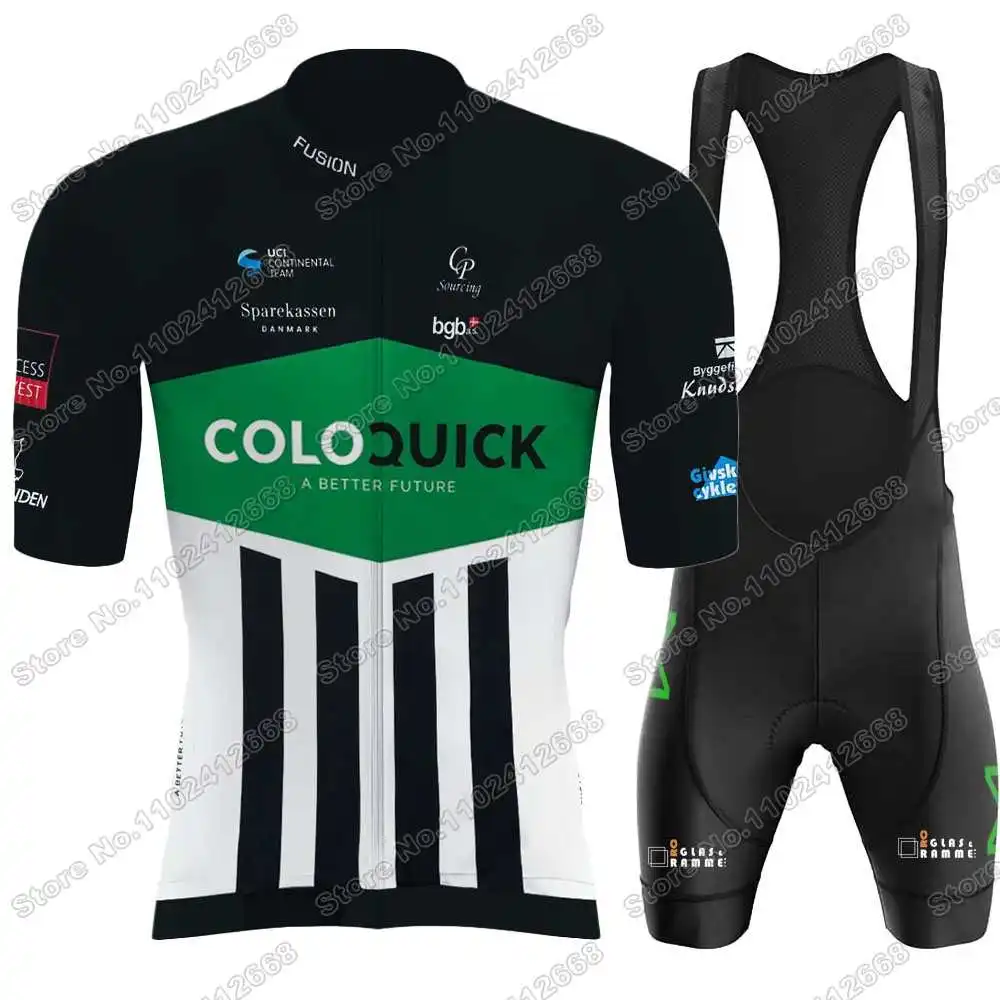 ColoQuick Cycling Team Cycling Jersey Set Denmark Team Clothing Men Road Bike Shirt Suit Bicycle Bib Shorts MTB