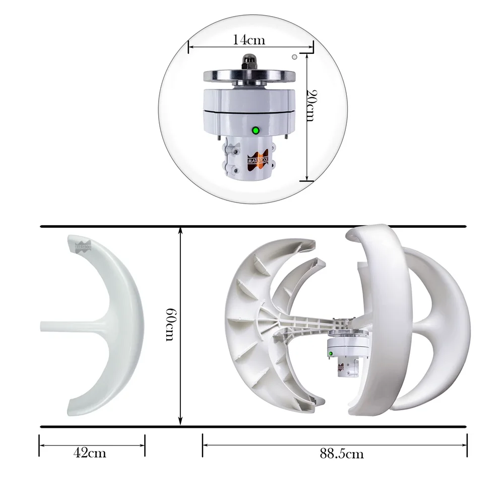 Petit générateur d'éolienne Maglev à axe vertical 100W 200W 300W système d'énerg