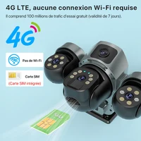Caméra de surveillance solaire Wonsdar V380 4G à trois objectifs, caméras sans fil à batterie, vision nocturne, charge solaire, moniteur vidéo de sécurité extérieur 2