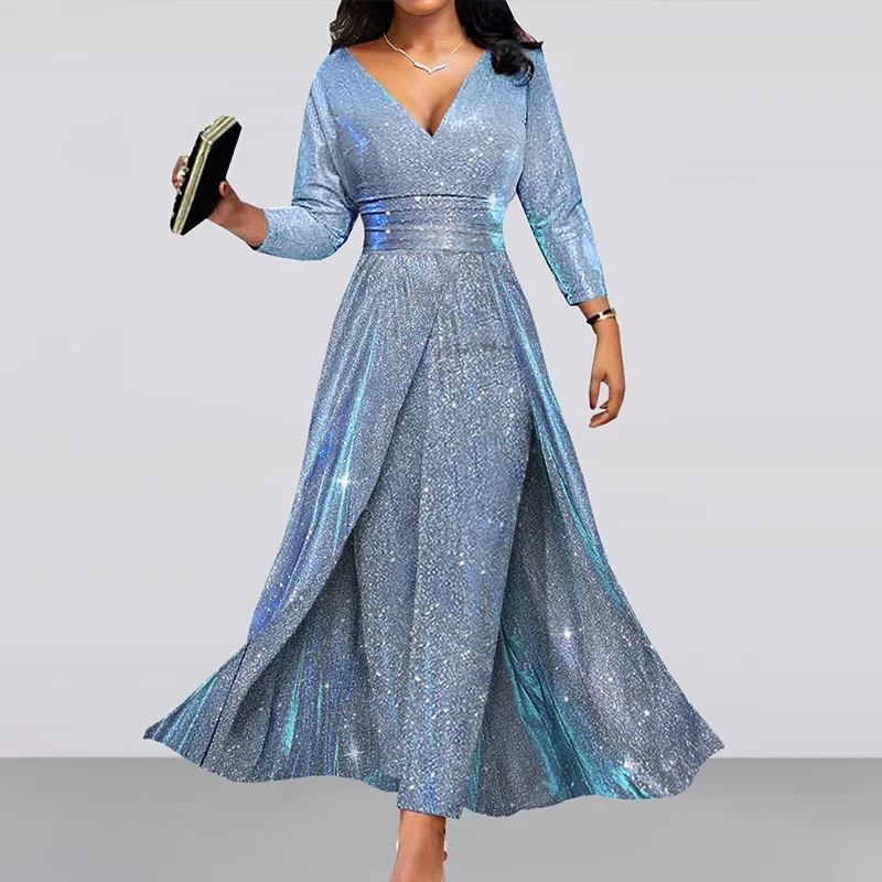2024 Fashionable Euro-american Dual-sided Sequined Long Gown Ins Strapless Sexy Jumpsuit For Banquets Parties 4