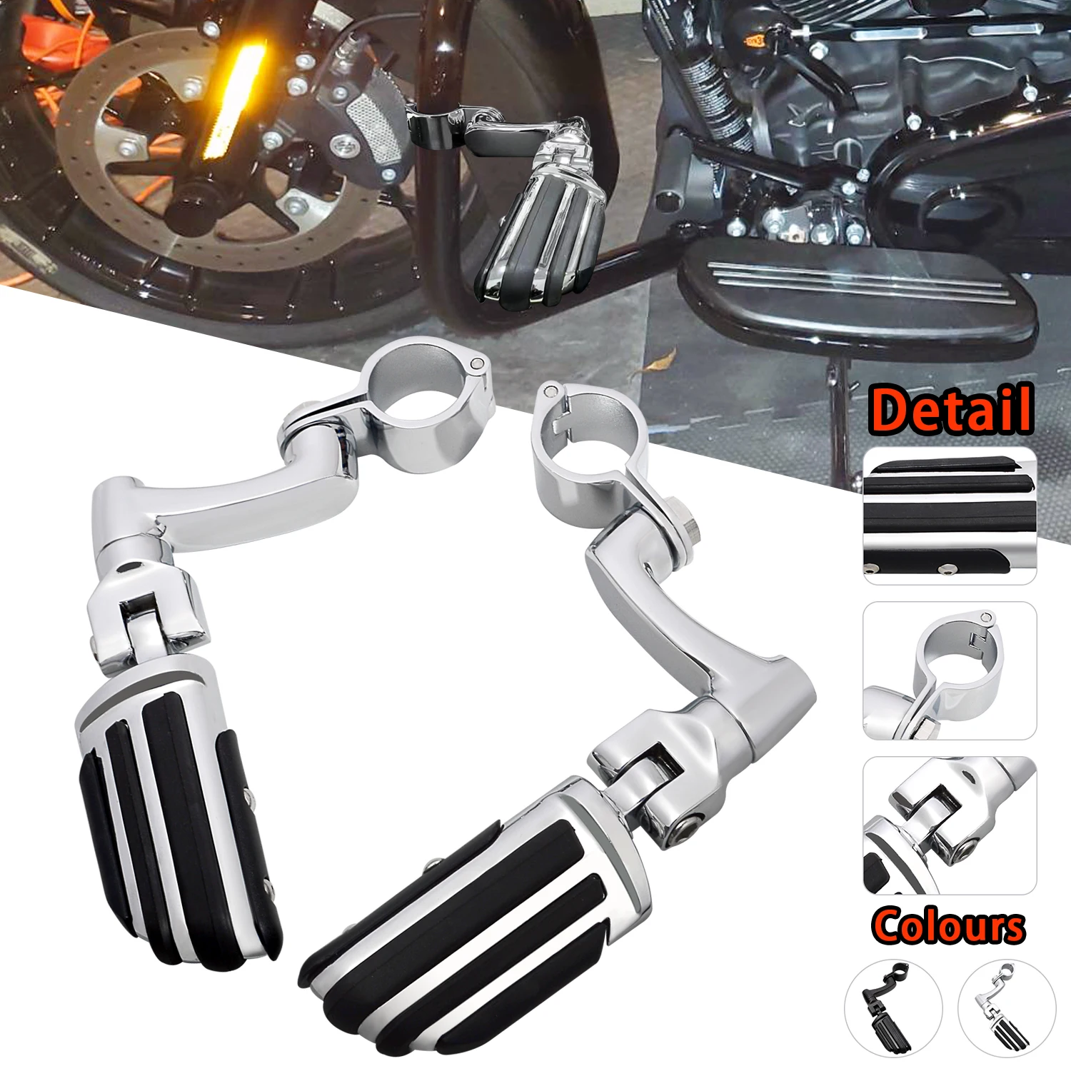 

Motorcycle Foot Pegs Mount Highway Clamp Foot Pegs Footrest For Harley Touring Road Glide Electra Glide Road King Street Glide