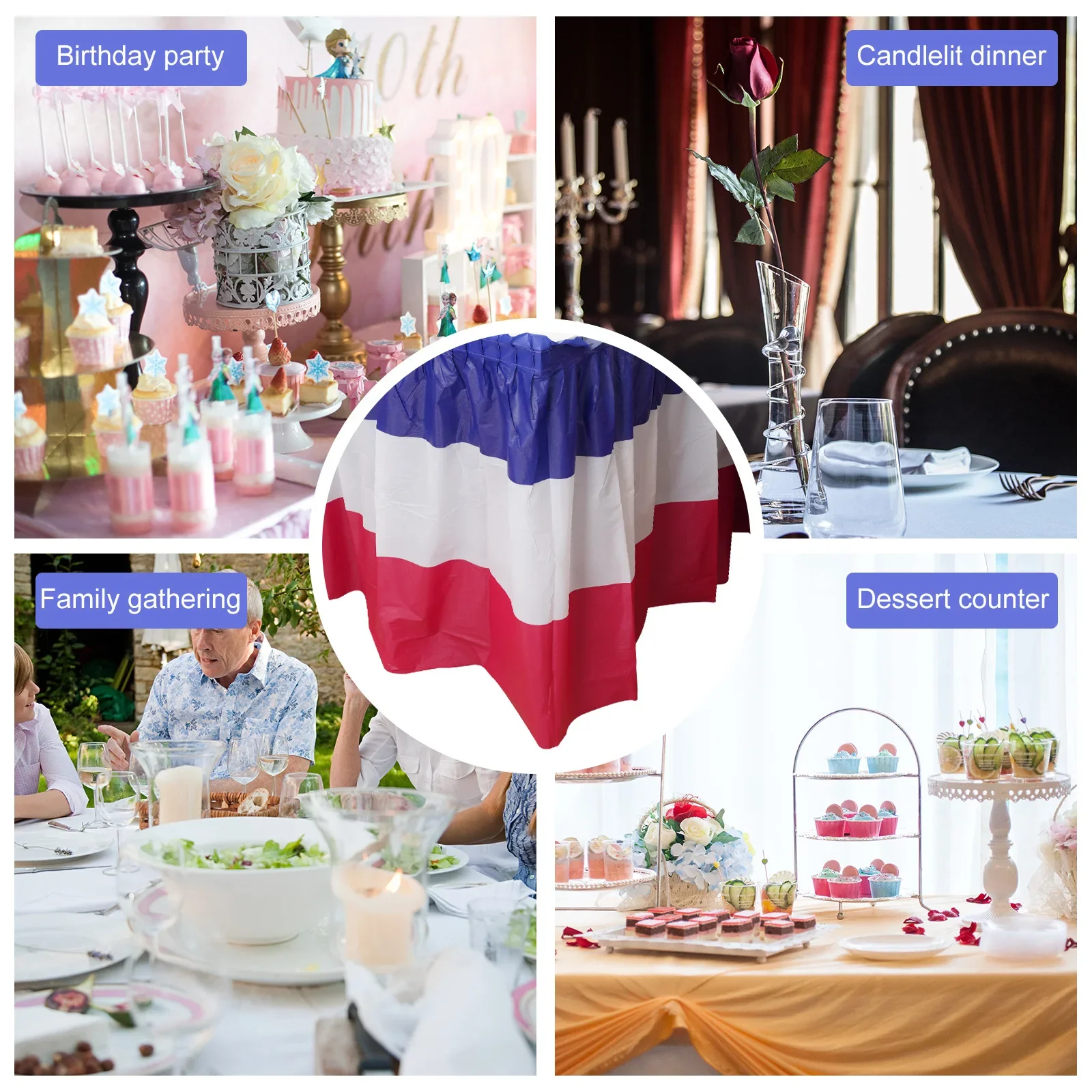 Table Skirt Beistle Plastic Patriotic Table Skirt Self Adhesive July 4th Independence Day Decorations 73*426cm Red/White/Blue