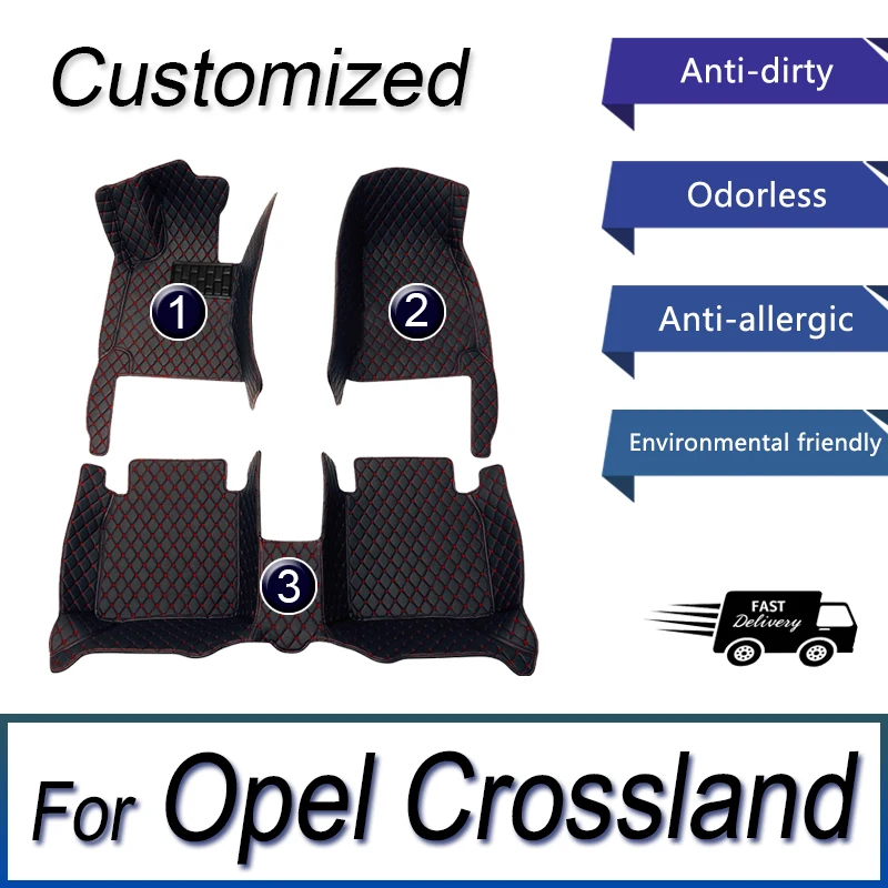 

Автомобильные коврики для Opel Crossland X 2017-2020, Прямая поставка, аксессуары для интерьера, 100%, кожаные коврики, коврики, подставки для ног