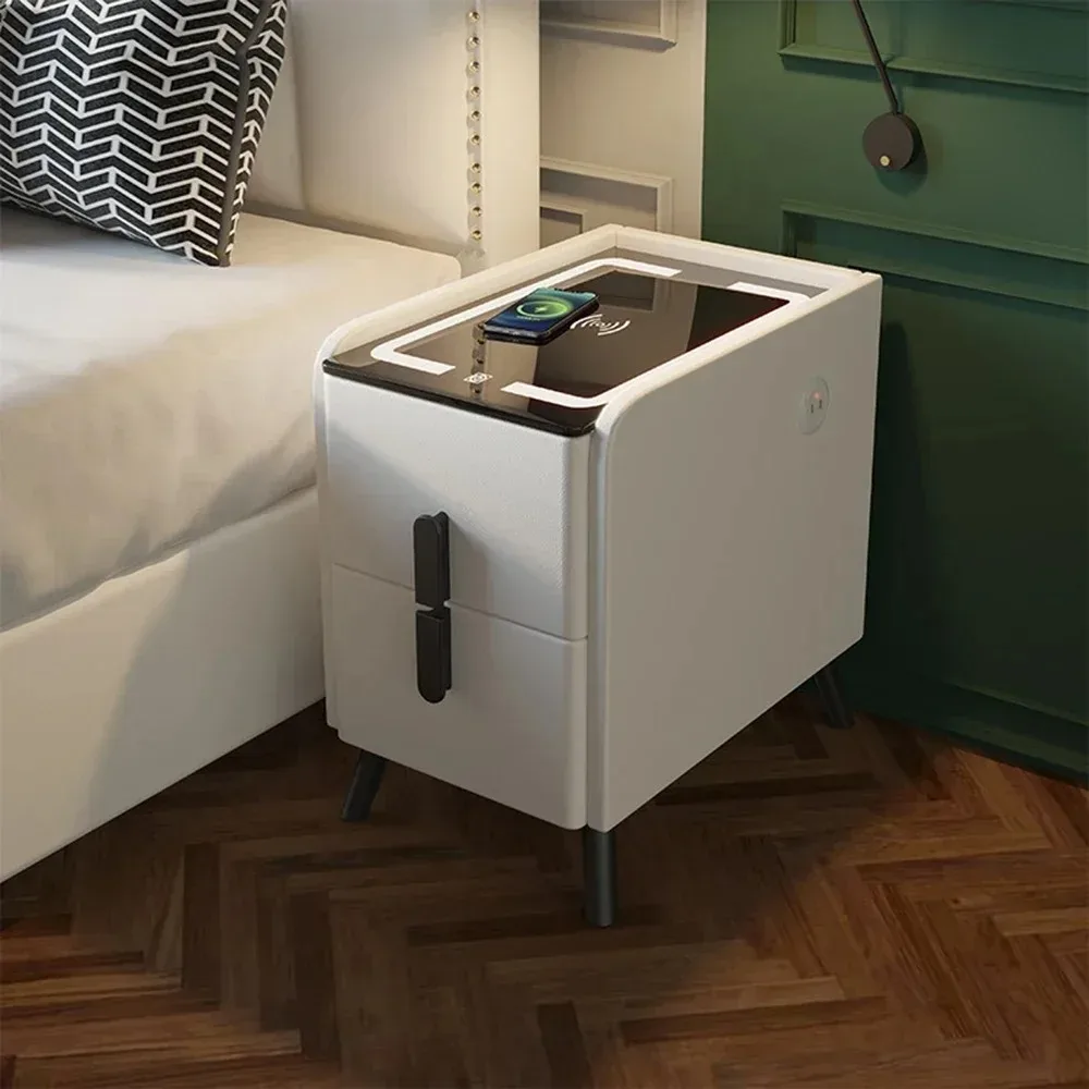 Smart Bedside Table with Wireless USB Charging