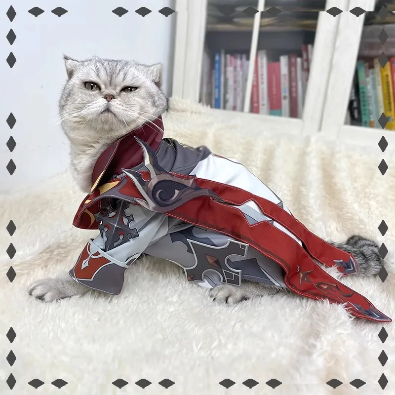 

Genshin ударопрочный смешной костюм для собак и кошек, костюм на Хэллоуин, одежда тартаглии для собак, костюмы для маленьких собак, косплей-униформа