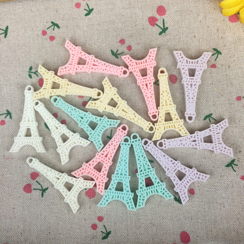 10 Pieces Mixed Color Flat Back Resin Cabochon Eiffel DIY Flatback