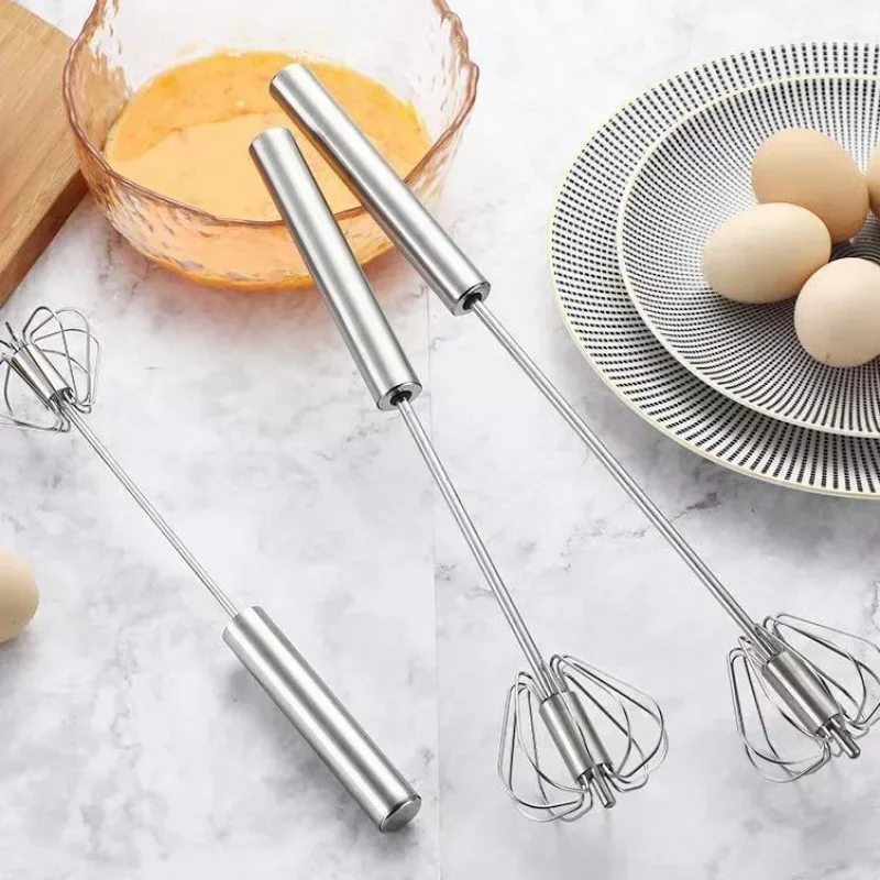 Stainless Steel Semi-Automatic Push-type Egg Whisk Manual Hand Mixer Self Turning Egg Stirrer Kitchen Cooking Tools Gadgets