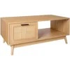 Mid Century Modern Coffee Table with Storage, Walnut Tea Table with Drawer, Coffee Tables w Open Storage Shelf 1