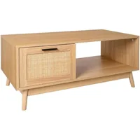 Mid Century Modern Coffee Table with Storage, Walnut Tea Table with Drawer, Coffee Tables w Open Storage Shelf 1