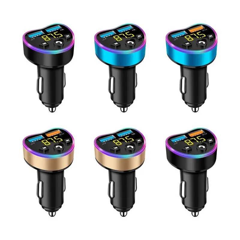 

Universal Car Charger Music Player USB Mobile Fast Charger FM Transmitter QC3.0 Car Charger Adapter Blue tooth MP3 Smart Charger