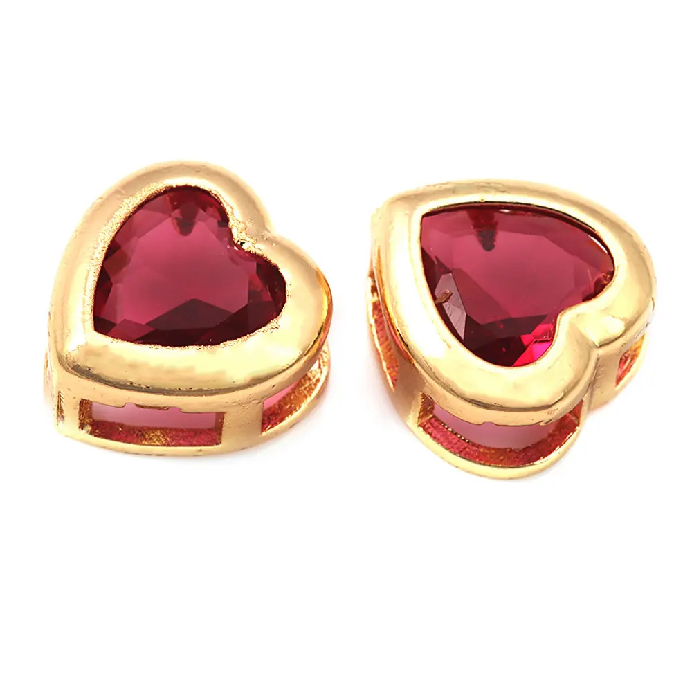 Pulsera de Abalorios de Brass de Oro 18K con Encantos de Corazón de Zirconia - details 0