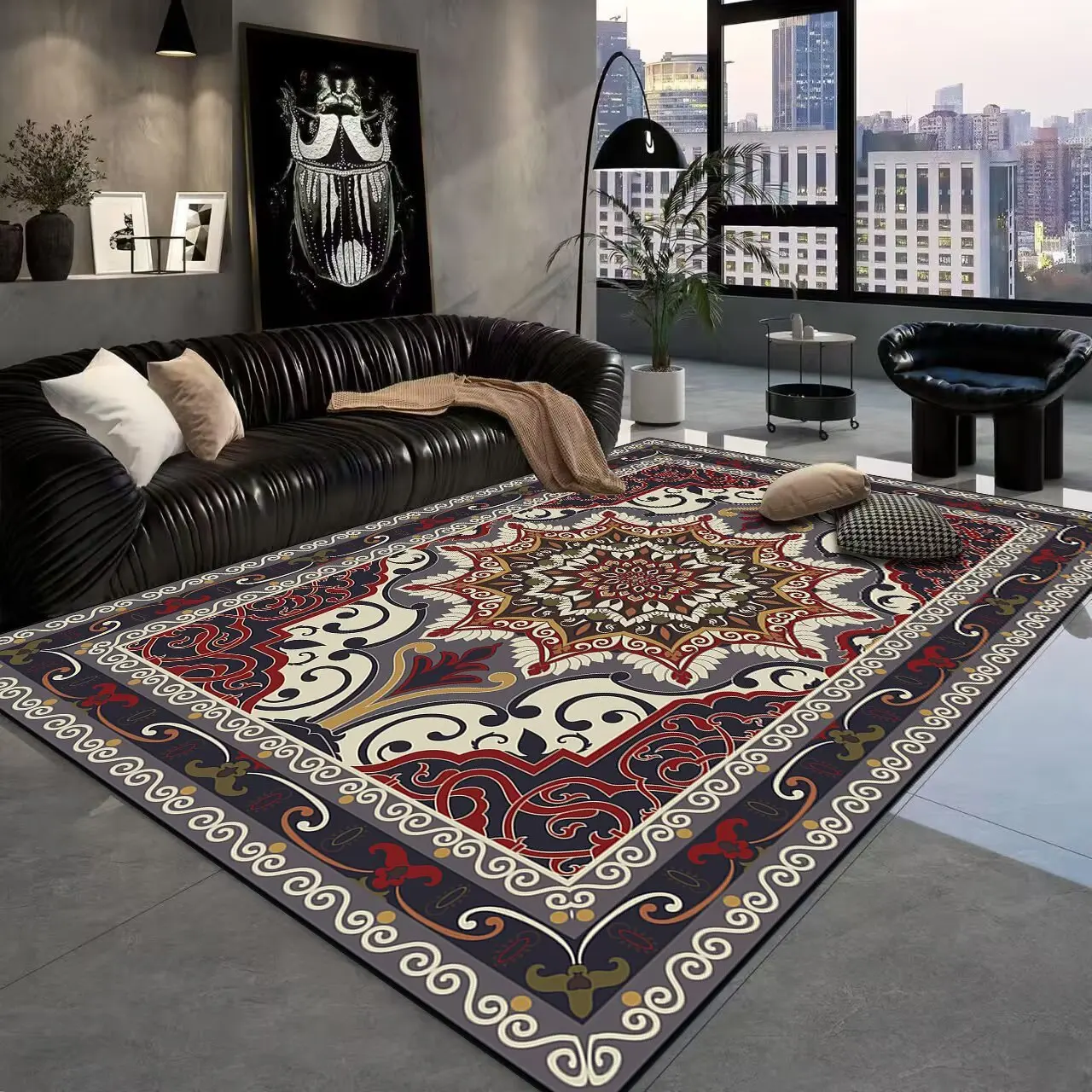 Retro Persian Luxury Carpets Large Area Living Room Boho Decoration Non-slip Rugs Bedroom Bedside Tables Soft Floor Mat Chairs 2
