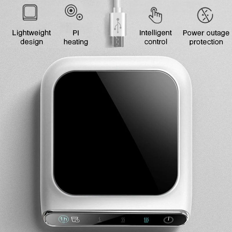 Portable DC5V/2A USB Cup Warmer Coffee Mug Heating Coaster Smart 3 Gear Thermostatic Hot Plate Milk Tea Water Heating Pad Heater